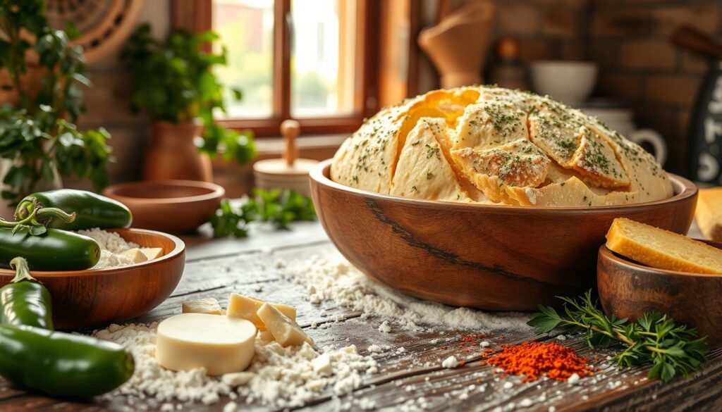 Vegan Jalapeno Cheese Artisan Bread Preparation